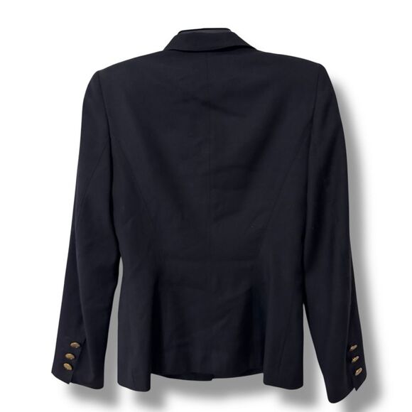 Escada Margaretha Ley Navy Blue Wool Blazer with Gold Grommets Size 36 US 4 - Picture 2 of 8